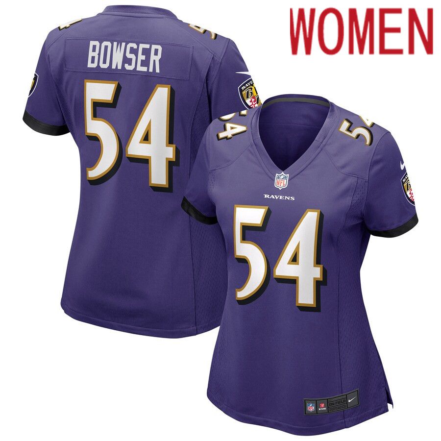 Women Baltimore Ravens 54 Tyus Bowser Nike Purple Game NFL Jersey